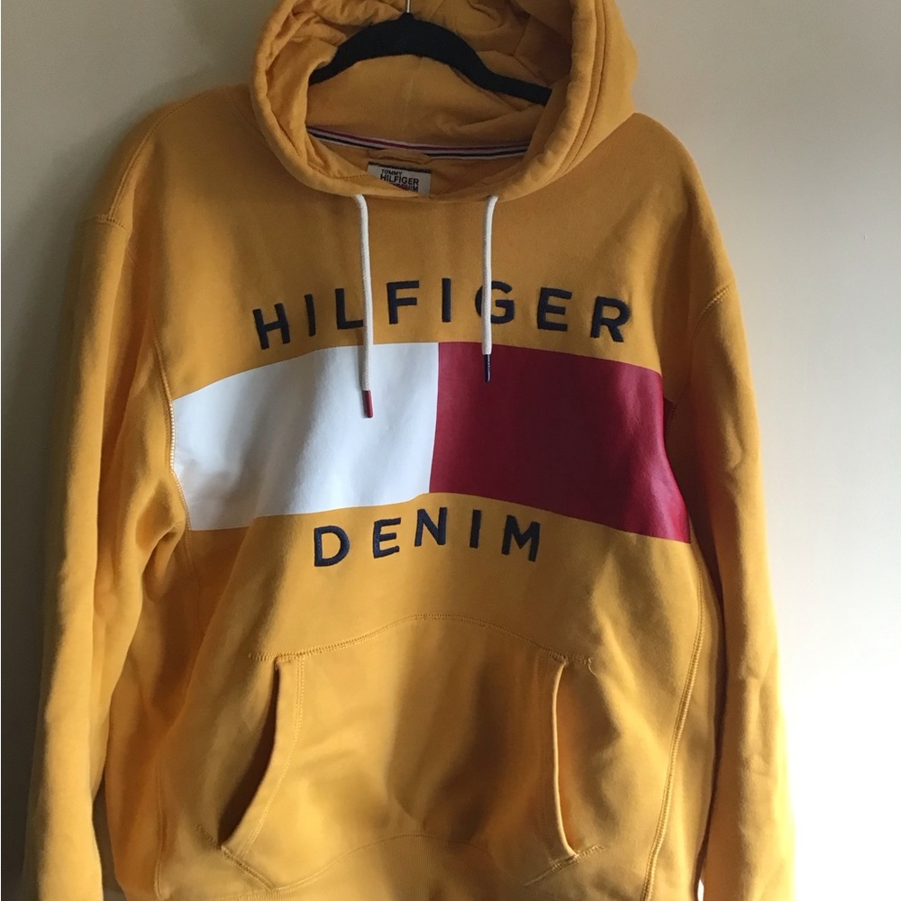 Tommy Hilfiger fleece Yellow and Red Color-Blocked Hoodie